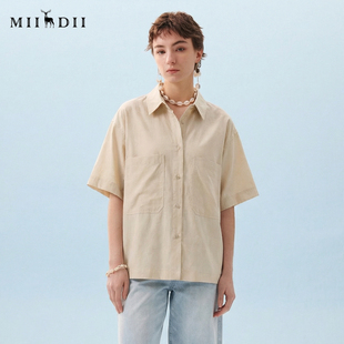 新品 2026年夏季 立体贴袋印花衬衣女266MC6002 短袖 谜底大廓形衬衫