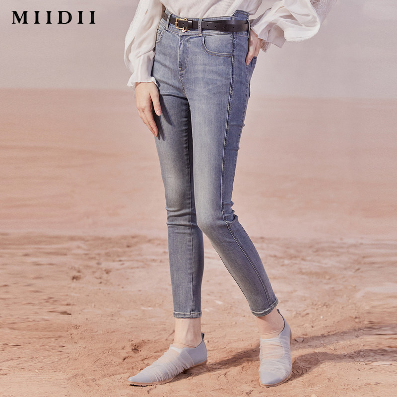 【商场同款】MIIDII/谜底牛仔裤20秋新款后腰刺绣紧身裤203MK1822