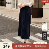 谜底百褶裙半身裙女2025秋迪木尔风气质松紧腰大摆半裙257MB7744