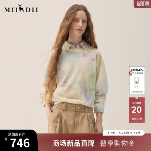 新品 2026年春季 干爽舒适印花毛衣女261MZ0310 长袖 谜底套头针织衫