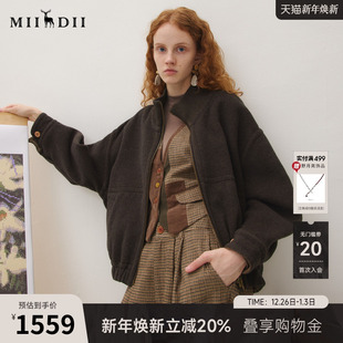 谜底外套长袖 女25秋双面穿轻朋克风复古立领千鸟格拼接253MW1220