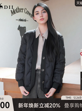 谜底短款羽绒女2025秋冬极简百搭量感暖核宽松V领鸭绒服257MY8801