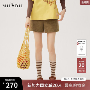 靴裤 谜底毛呢短裤 百搭简约高腰直筒短裤 新品 243MK1134 女秋季