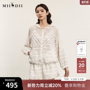 女年夏季 阔腿短裤 新品 休闲感薄外套 242MTZ0677 时尚 谜底套装