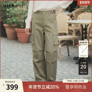 谜底直筒休闲裤长裤2026春季新品工装风百搭帅气裤子女265MK5024