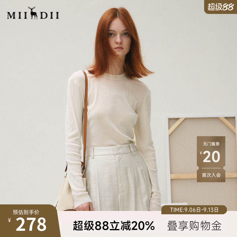 谜底T恤长袖女2025秋季新品休闲百搭弹力修身丝绒打底衫253MT1109图片