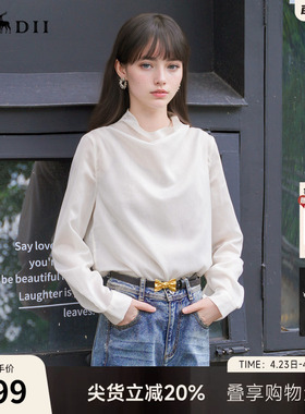 谜底套头衬衫长袖女2025秋新款通勤风立领特色条纹衬衣257MC7872