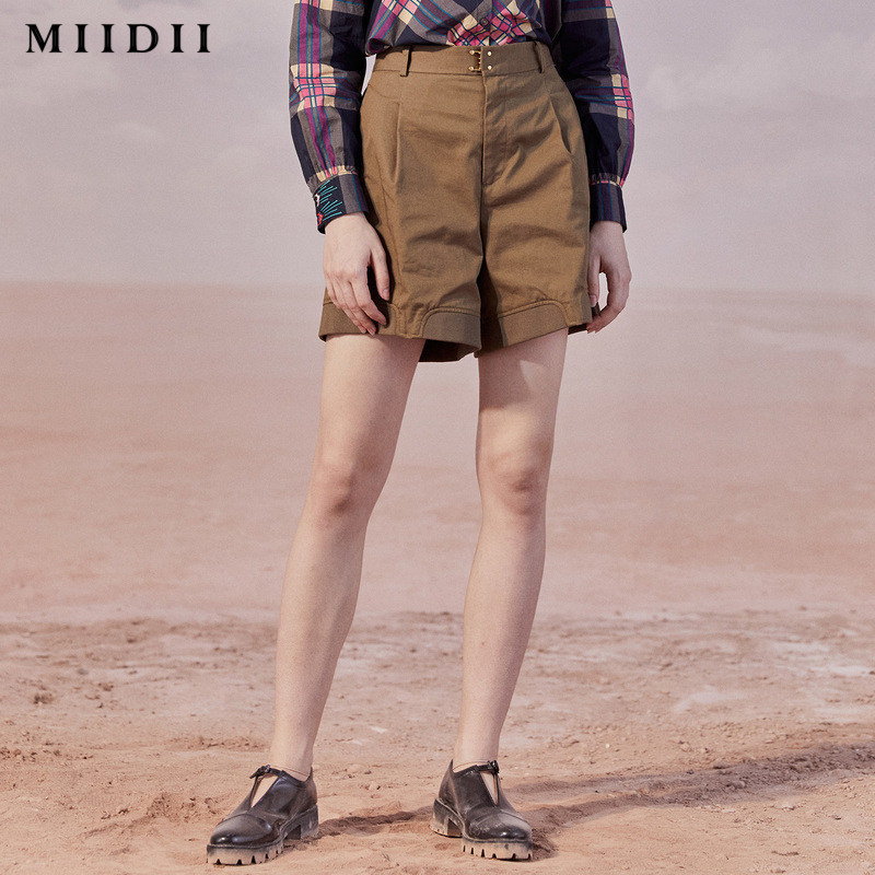 【商场同款】MIIDII/谜底20秋新品质感挺括高腰纯棉短裤203MK1855