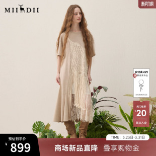 复古蕾丝流苏拼接度假女261ML0026 新品 谜底连衣裙短袖 2026年春季