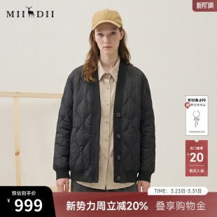 谜底短款 极简百搭宽松V领鸭绒服257MY8801 羽绒服女士2025秋冬新款