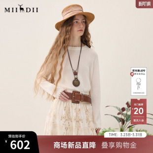 新品 2026年春季 蕾丝绣花时髦毛衣女261MZ0315 长袖 谜底套头针织衫