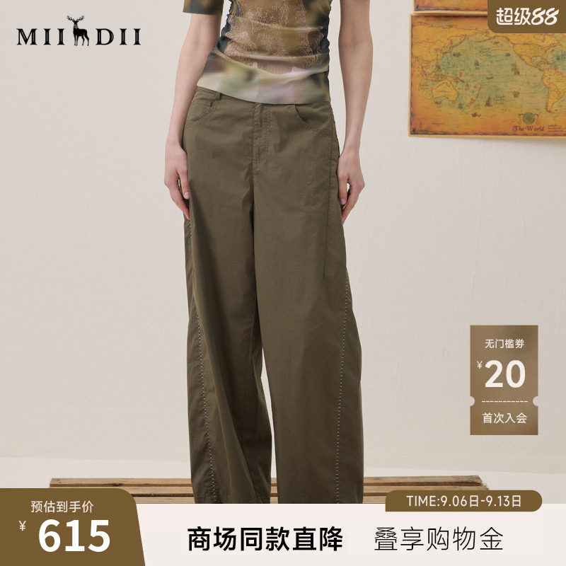 谜底复古萝卜裤九分裤2026夏季新品侧缝撞色舒适透气女262MK0664图片