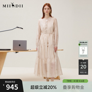 女25秋回归乡野浪漫原创印花大A廓形长裙253ML1112 谜底连衣裙长袖