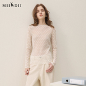 谜底蕾丝T恤长袖 女261MT0202 花朵图案浪漫复古打底衫 2026春季 新品