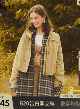 谜底夹克羽绒服女2025冬季新品宽松工装口袋防风拉链女254MY1706