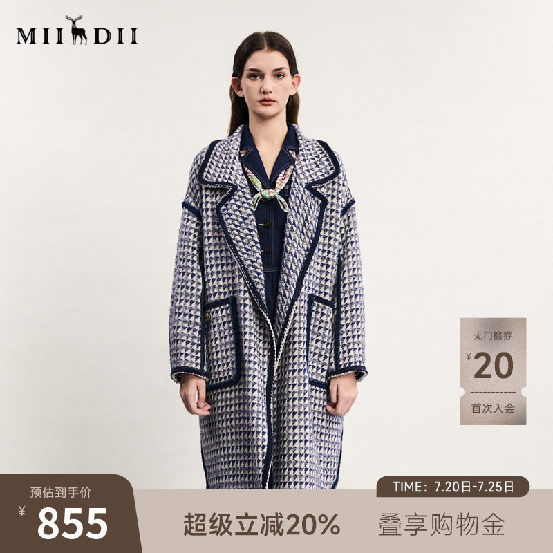 谜底大廓形毛呢大衣女春新款复古翻驳领大口袋呢子241MD0061