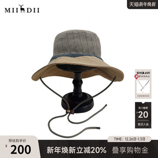 谜底渔夫帽女冬季 复古风户外大帽檐可调节帽绳244MQ1954 新品