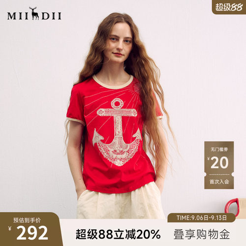 红白撞色，蕾丝船锚元素，复古美式街头感。