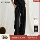 谜底阔腿裤 子252MK0527 通勤黑色弹力宽松特色长裤 女2025夏季 新品