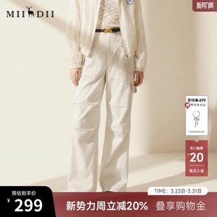 长裤 运动休闲设计感宽松直筒裤 257MK7864 女2025秋新款 谜底伞兵裤