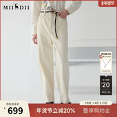 2025春款 弧形设计时髦香蕉裤 裤 谜底白色牛仔裤 宽松长裤 251MK0141