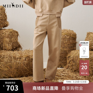 复古休闲宽松拼接裤 谜底直筒裤 新品 2025年冬季 子女254MK1503 长裤