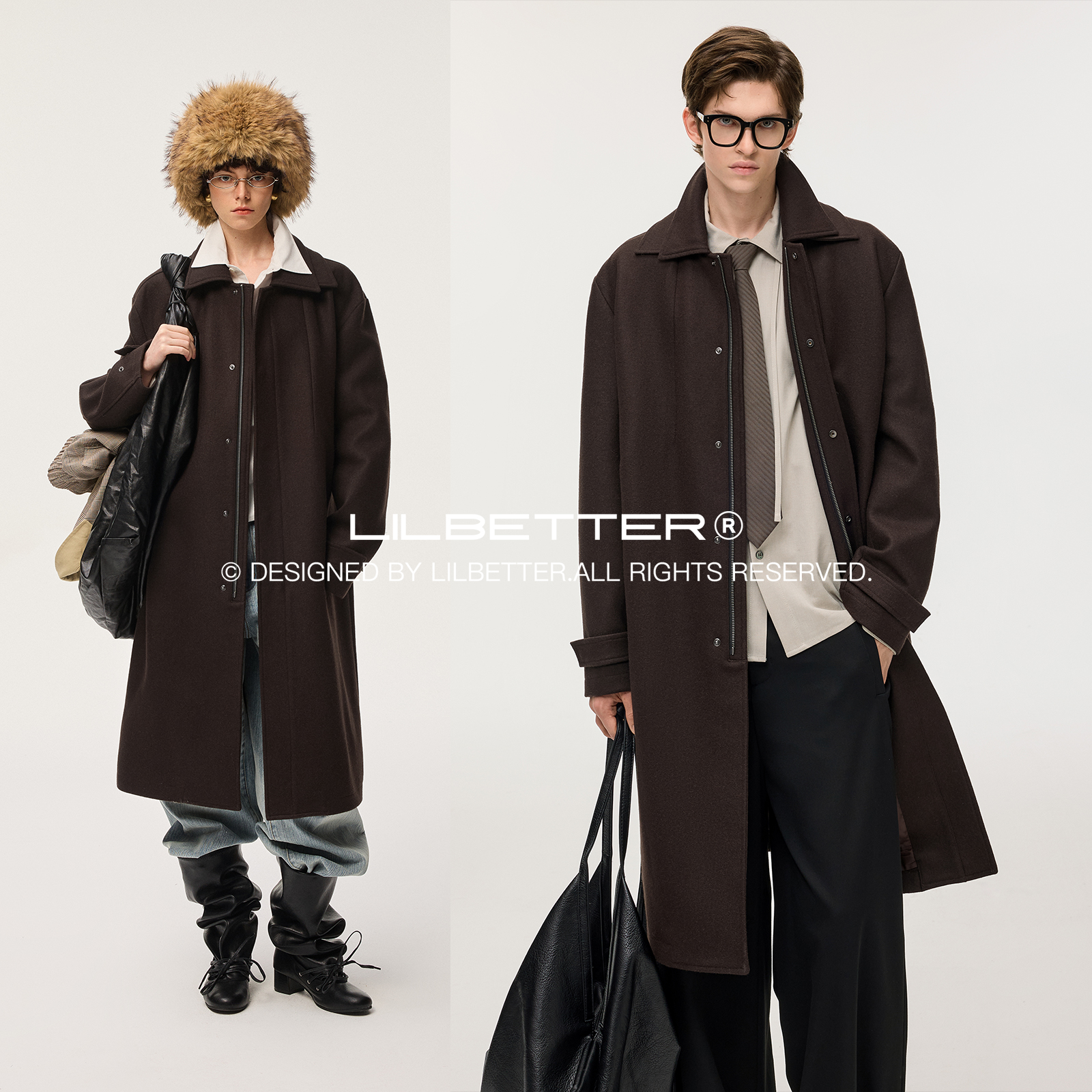 Lilbetter双层领毛呢大衣