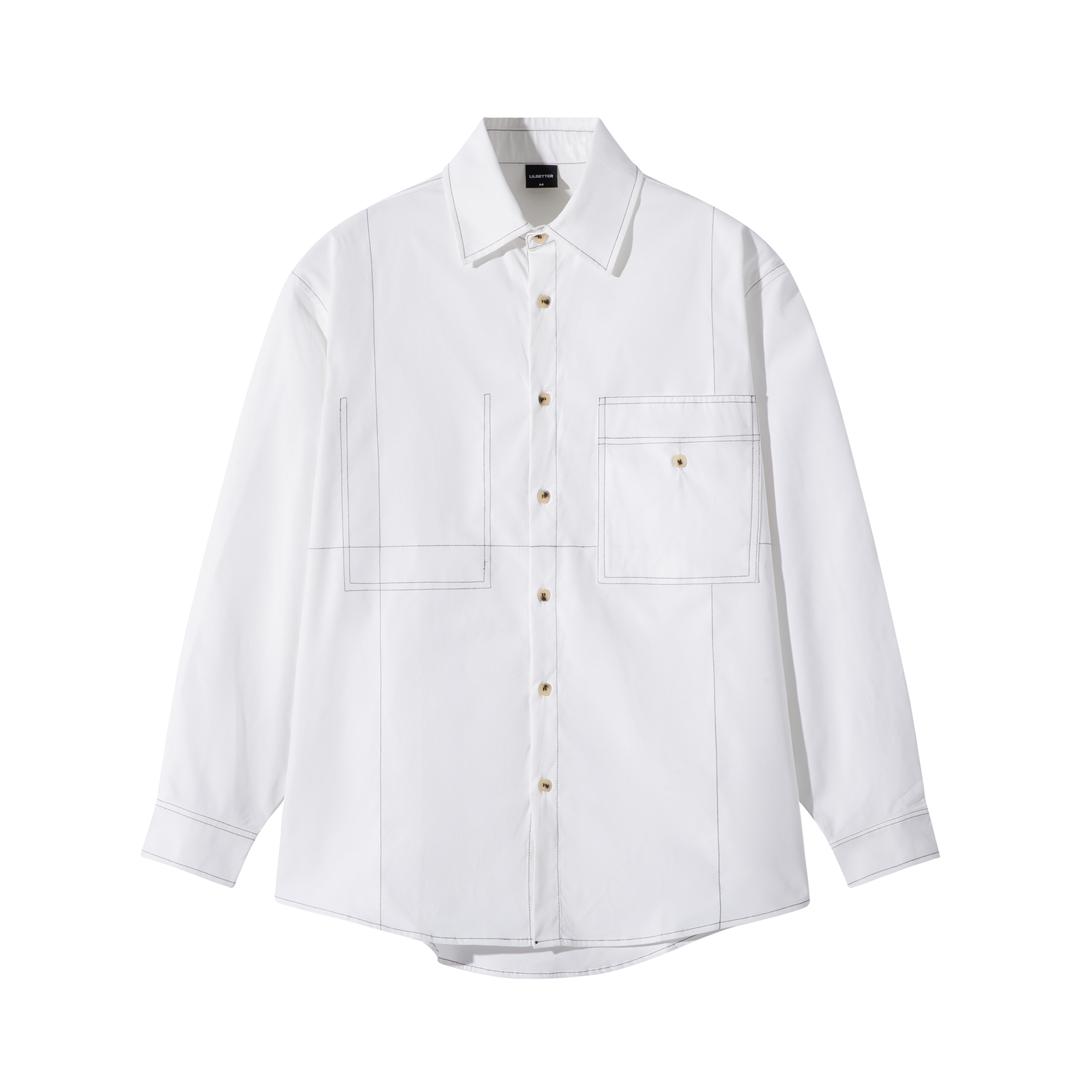 Lilbetter翻领长袖纯色基础衬衫