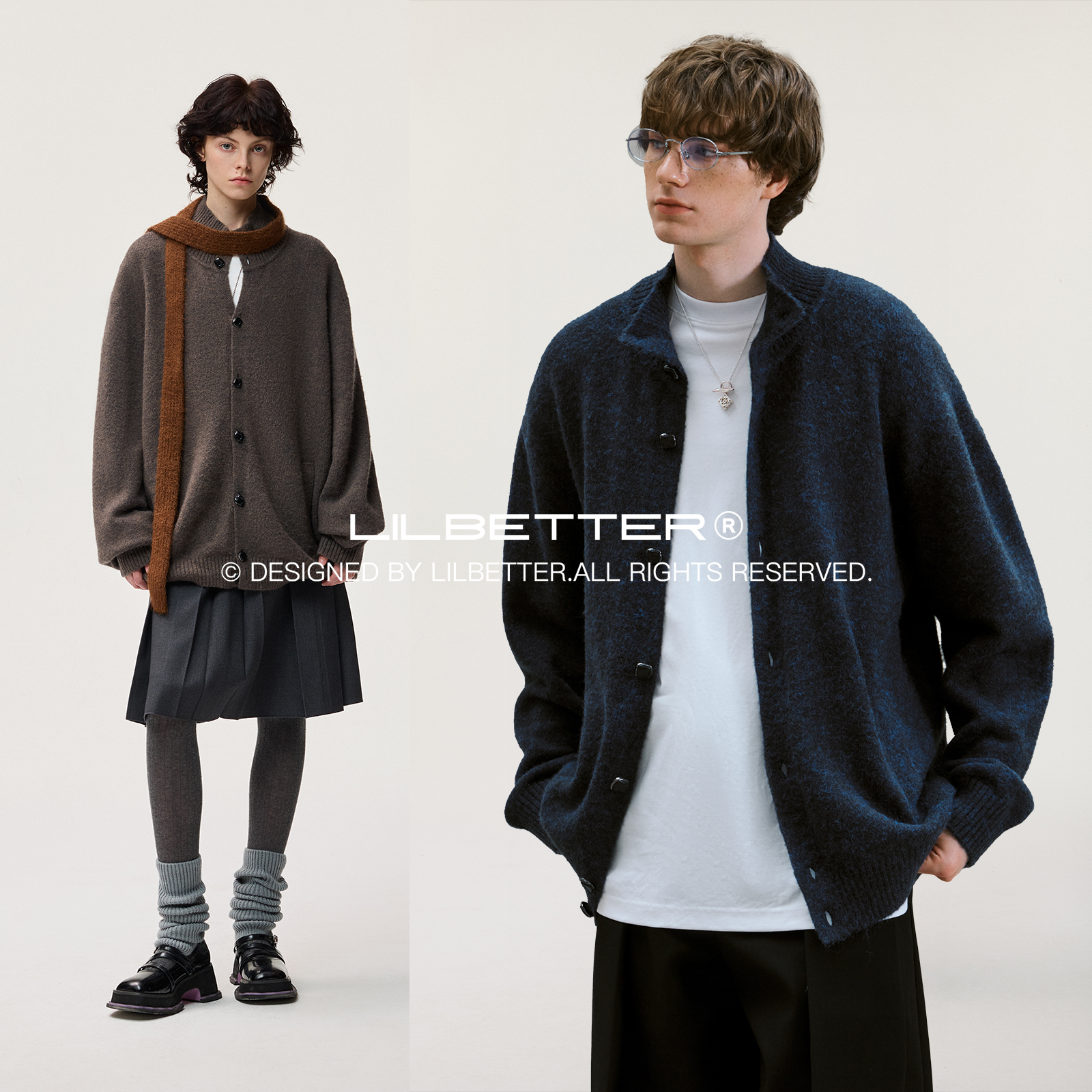 Lilbetter开衫毛衣纱线高领毛衣