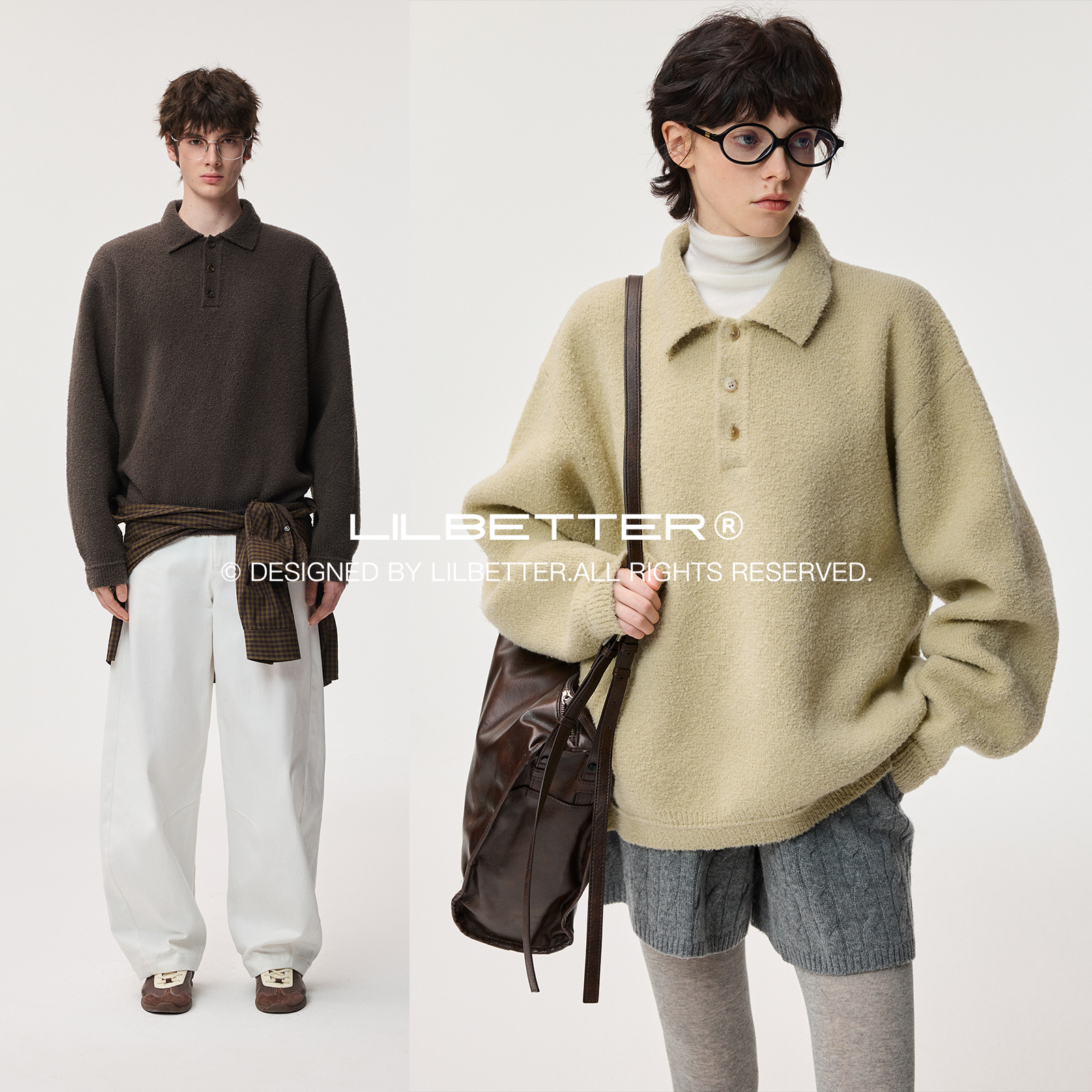 Lilbetter超柔圈圈纱polo领毛衣