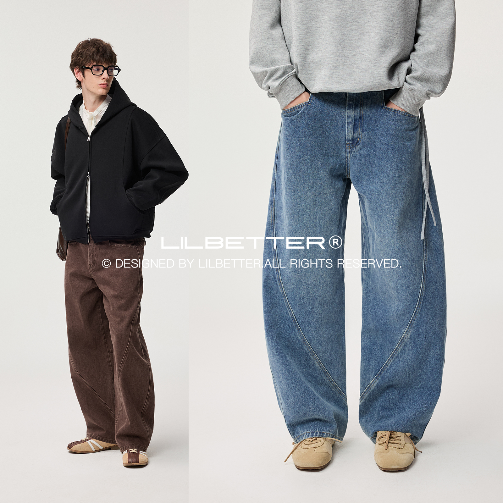 Lilbetter长裤做旧水洗牛仔裤