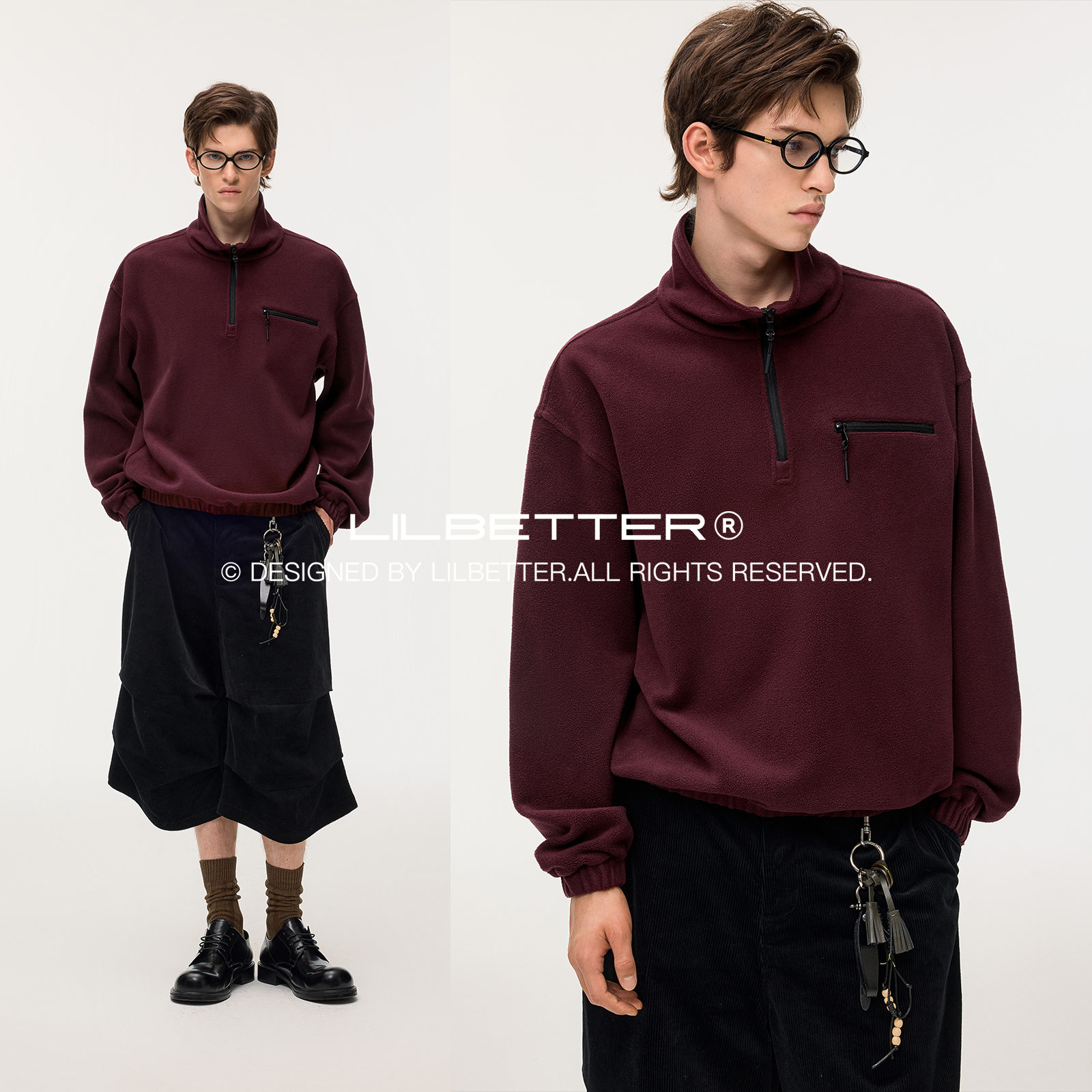 Lilbetter复古半拉链卫衣