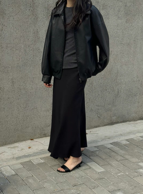 江江好韩代2025春款醋酸缎面半身裙女高腰显瘦包臀裙气质百搭长裙