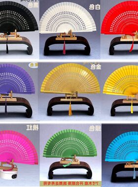红色木扇折扇黄色扇子扇厂家直销纯色旗袍双面黑紫金白走秀表演