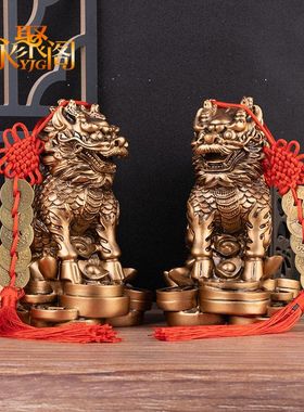 厂家直销麒麟家居金钱装饰品家居树脂摆设工艺礼品摆件