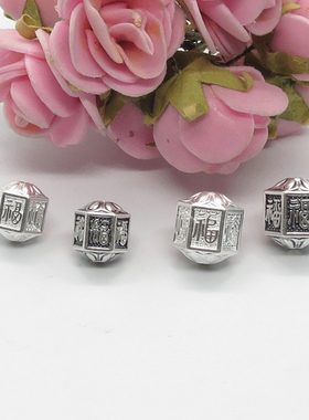 饰品做旧复古足银福字红绳手链