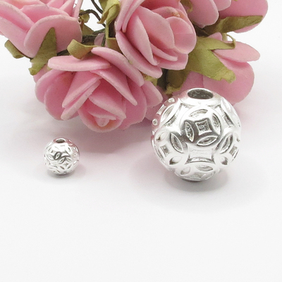 3diy足银家财万贯金钱红黑绳手链