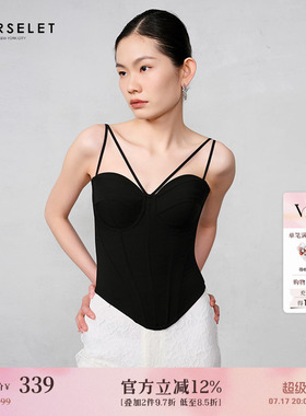CORSELET 2024SS波西米亚鱼骨胸衣交叉吊带塑形西装内搭抹胸上衣