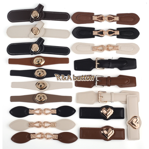 高档女大衣装饰金属皮对扣