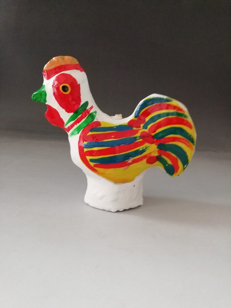 民间工艺品 新年吉祥物高密泥塑会唱歌的吉祥鸡儿童玩具手把玩具