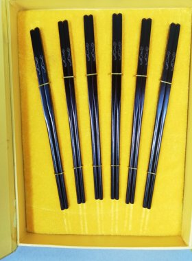 包邮潍坊嵌银筷子中国风特色漆器