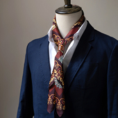 领巾百搭小围巾丝巾扣套装 小方巾复古衬衫 丝巾加厚韩版 男士