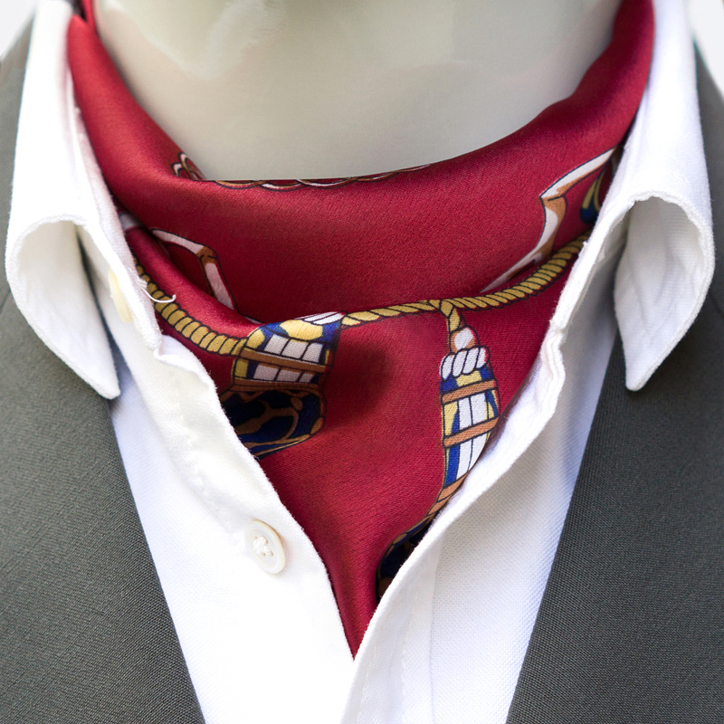 knight骑士印花小方巾酒红年会