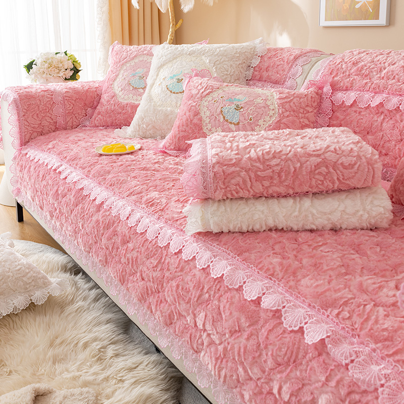 高档沙发垫冬季荷兰绒短毛绒坐垫子盖巾沙发套罩防滑加厚四季通用