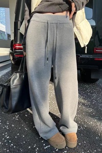 羊绒加厚软糯卫裤糯米保暖直筒宽松大码休闲百搭长裤运动裤阔腿裤