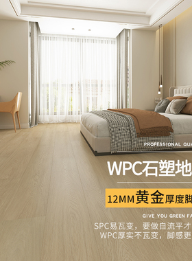 龙叶HSS-55新型防水SPC石晶WPC石塑木地板室内家用锁扣卡扣式12mm