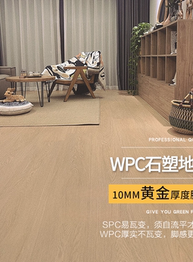 龙叶PM03平面新型防水SPC石晶WPC复合石塑木地板室内家用锁扣10mm