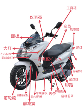 宏图SMAX踏板车摩托车外壳鸿图狮吼标泰博马鸿途塑料外壳改装配件