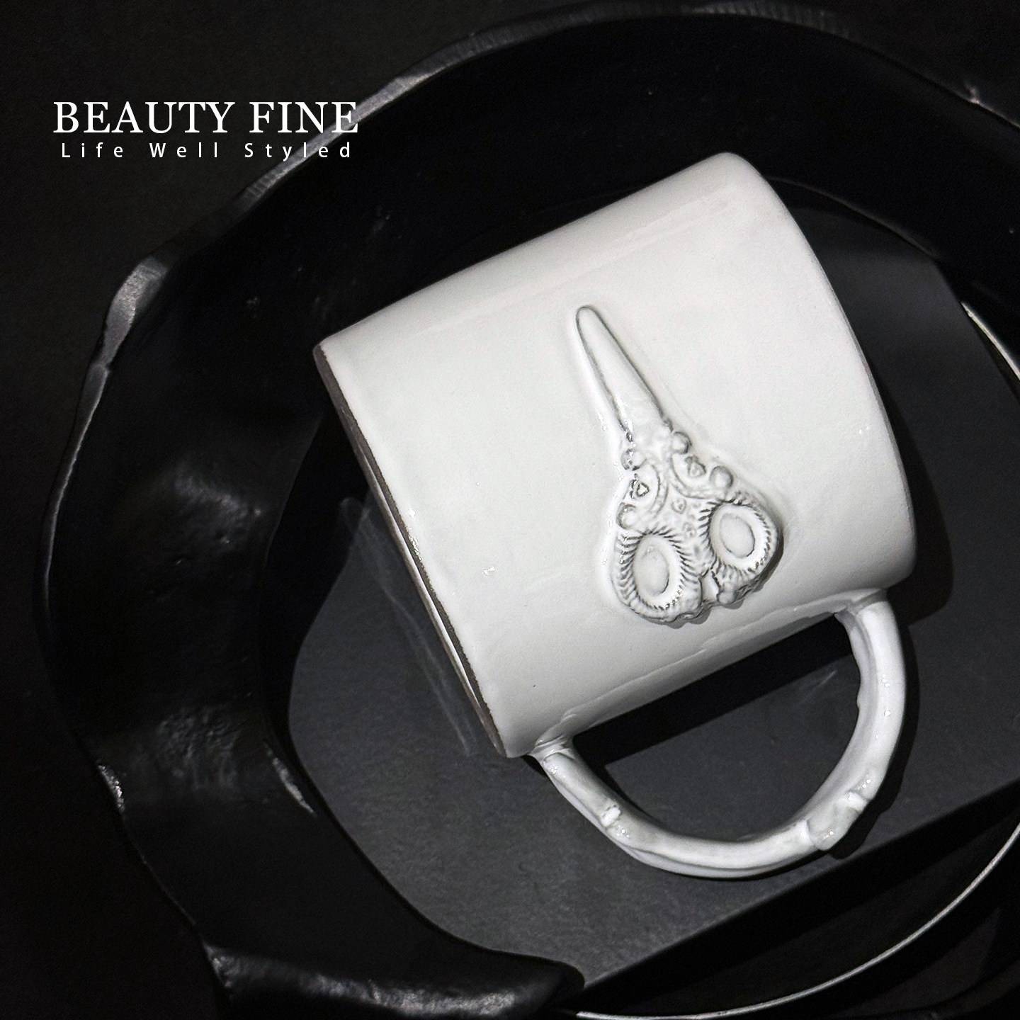 韩国进口Hye hwa yo黑陶白釉手作小碗 零食点心小吃盘子 陶瓷花瓶