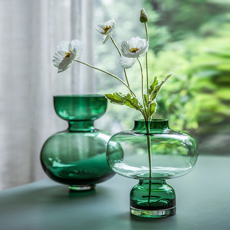 简约现代客厅透明玻璃花瓶 北欧创意花器摆件 家用餐桌ins鲜花瓶